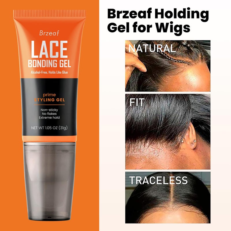 Brzeaf Lace Bonding Gel, Wig Glue, Glueless& Skin-Friendly Formula, Bold Hold Lace Glue for Wigs, New Brush Head Design, Temporary Daily for Hair for Women & Men - Image 3